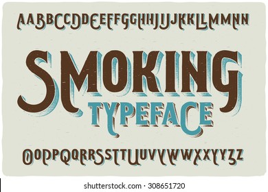 "Smoking" retro style font with grunge texture effect