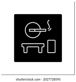 Smoking room glyph icon. Pointer.Smoking lounge.Zone provided and furnished for smoke.Airport terminal concept. Filled flat sign. Isolated silhouette vector illustration