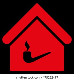 Smoking Room icon. Vector style is flat iconic symbol, red color, black background.