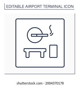 Smoking room line icon. Pointer.Smoking lounge.Zone provided and furnished for smoke.Airport terminal concept. Isolated vector illustration.Editable stroke. Vector illustration