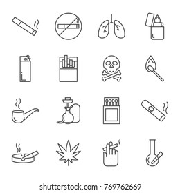 Smoking set of vector icons