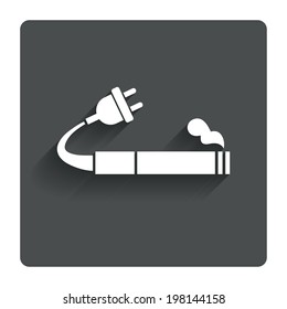 Smoking sign icon. E-Cigarette symbol. Electronic cigarette. Gray flat button with shadow. Modern UI website navigation. Vector