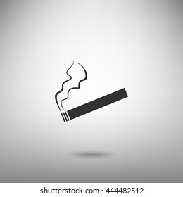 Smoking sign illustration. Dark gray icon with shadow on floor.