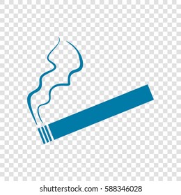Smoking sign illustration. Vector. Cerulean icon on transparent background.