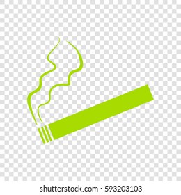 Smoking sign illustration. Vector. Chartreuse icon on transparent background.