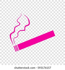 Smoking sign illustration. Vector. Magenta icon on transparent background.