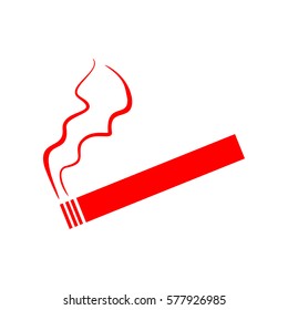 Smoking sign illustration. Vector. Red icon on white background. Isolated.