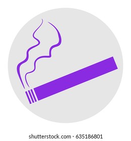Smoking sign illustration. Vector. Violet flat icon on light gray circle at white background. Isolated.