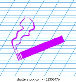 Smoking sign illustration. Violet scribble icon with school paper.