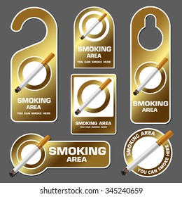 Smoking signs, Gold style,Vector EPS10 illustration