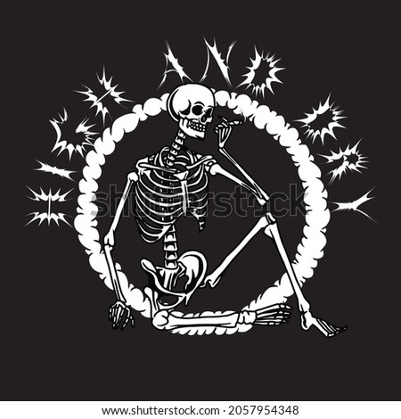 smoking skeleton vector illustration skull weed high for merchandise
