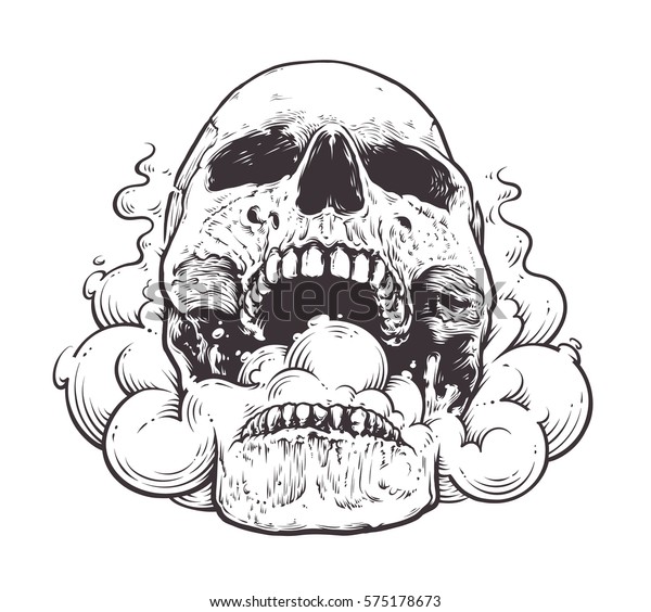 Smoking Skull Arttattoo Style Vector Illustration Stock Vector (Royalty ...