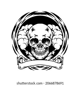 Smoking Skull Mascot Silhouette Illustration for your business or merchandise