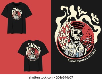 smoking skull streetwear tshirt design