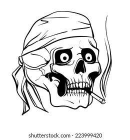  Smoking skull, vector illustration 