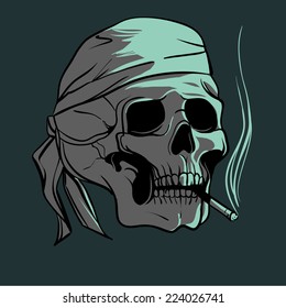  Smoking skull, vector illustration 