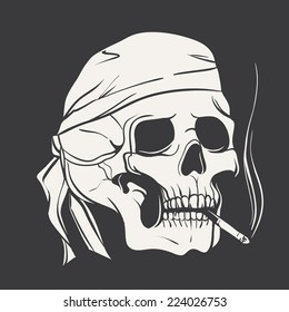  Smoking skull, vector illustration 