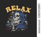 Smoking skull vintage illustration vector.