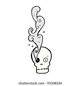 smoking spooky skull cartoon