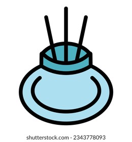 Smoking sticks icon outline vector. Relax happy. Woman yoga color flat