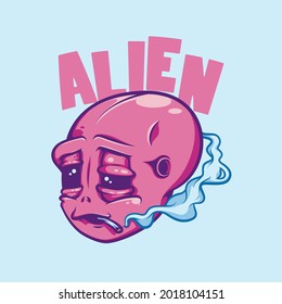 smoking stoner pink alien head