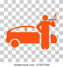 Smoking Taxi Driver icon. Vector illustration style is flat iconic symbol, orange color, transparent background. Designed for web and software interfaces.