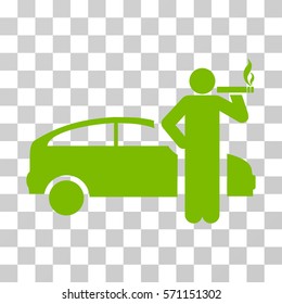 Smoking Taxi Driver icon. Vector illustration style is flat iconic symbol, eco green color, transparent background. Designed for web and software interfaces.