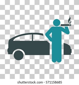 Smoking Taxi Driver icon. Vector illustration style is flat iconic bicolor symbol, soft blue colors, transparent background. Designed for web and software interfaces.