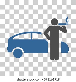 Smoking Taxi Driver icon. Vector illustration style is flat iconic bicolor symbol, cobalt and gray colors, transparent background. Designed for web and software interfaces.