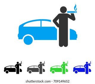 Smoking Taxi Driver vector pictogram. Style is a flat graphic symbol in black, grey, blue, green color versions. Designed for web and mobile apps.