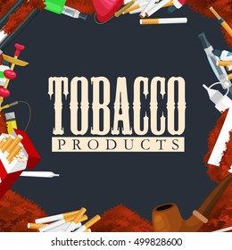 Smoking tobacco products icons set with cigarettes hookah cigars lighter isolated vector illustration