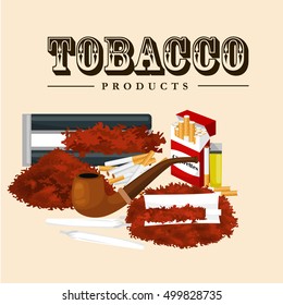 Smoking tobacco products icons set with cigarettes hookah cigars lighter isolated vector illustration