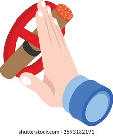 Smoking Treatment and Exercise Program Signage isometric Concept, oath taking Vector color icon Design, No Tobacco day Symbol, Quit smoking Sign, Cigarette or Smoker Stock Illustration