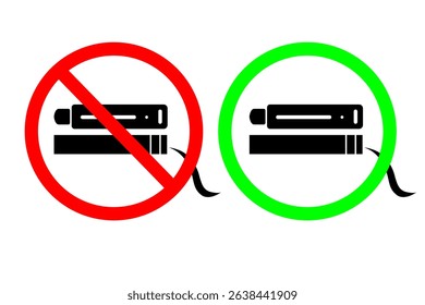 Smoking and Vaping Allowed and Prohibited Icons – Yes and No Signs Vector.