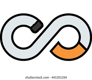 Smoking Vector Illustration. Eternity Symbol Cigarette Icon. The cycle of being addicted to smoking.