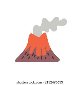 Smoking volcano Doodle illustration Hand drawn nursery baby scandinavian style, kids clipart naive art