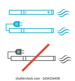 Smoking vs Electronic cigarette or vaporizer device vector. Electronic cigarette vector