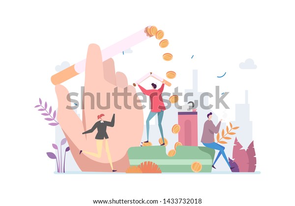 Smoking Wasting\
Money Vector Illustration Concept Showing money has been burn if\
people smoking, Suitable for landing page, ui, web, App intro card,\
editorial, flyer, and\
banner.