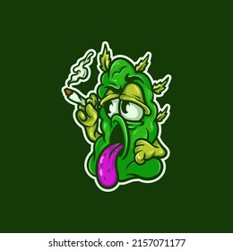 Smoking Weed Nugget Monster Character Vector Illustration