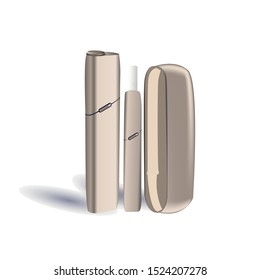 smoking, white device, heating tobacco system, newest electronic cigarette, vector