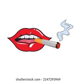 Smoking Woman Lips Close Vector Illustration Stock Vector (Royalty Free ...