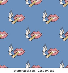 Patrón sin fisuras del vector de la mujer fumadora. Recortar el fondo de repetición para textiles, diseño, tela, cubierta, etc.