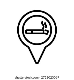 Smoking zone location icon, Line Vector graphics