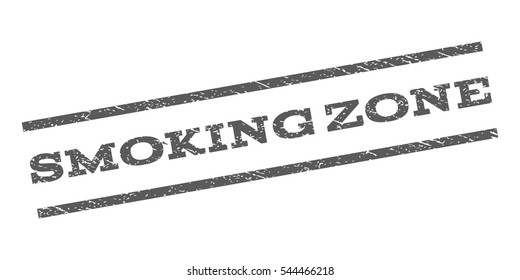 Smoking Zone watermark stamp. Text tag between parallel lines with grunge design style. Rubber seal stamp with dust texture. Vector grey color ink imprint on a white background.