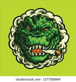 smokking crocodile character design mascot illustration