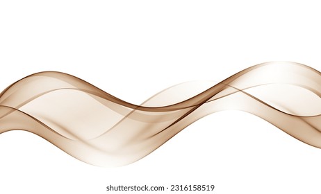 Smoky abstract brown wave flow on white background.