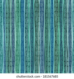 Smoky blue green ethnic striped seamless pattern