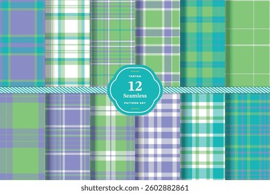 Smoky Charcoal and Autumn Rust Seamless Tartan Fabric Design Set of 12