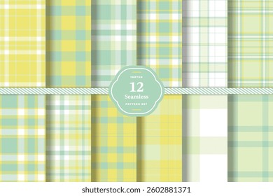 Smoky Charcoal Tartan patterns fabric texture. Modern Deep Cardinal Seamless Tartan Set of 12