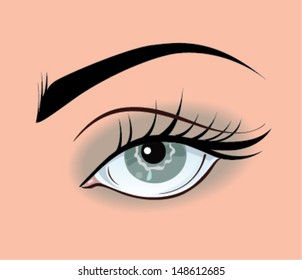Smoky eye. Grey eye make up. Vector illustration.